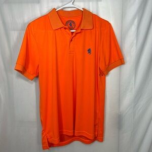 EUC Albert Morris comfort men’s neon orange blue embroidered active polo shirt S